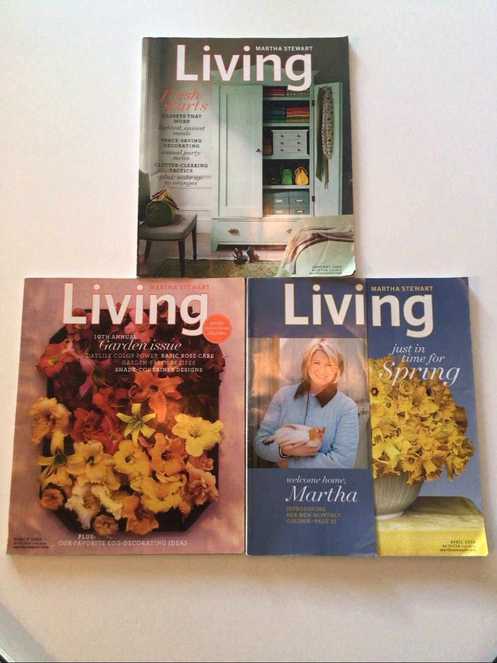 2005 Martha Stewart Living Magazines January March April Lot Bundle of 3